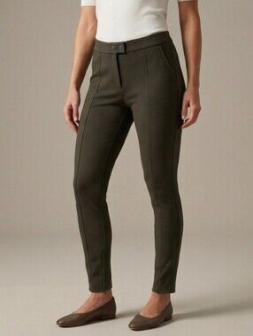 Vince Olive Green Stitch Front Seam Ankle Zip Riding Ponte Pants Size 12